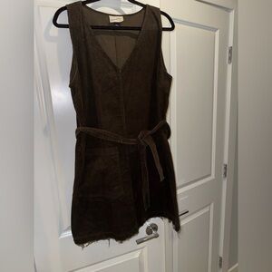 Universal Thread Sleeveless V-Neck Corduroy Dress in Dark Olive